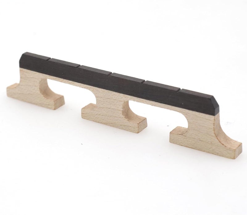 CashBeat 5-String Banjo Bridge - Premium Ebony and Maple Bridge for Banjolele, Universal Fit Banjo Parts Replacement, Enhanced Acoustic Resonance, Pack of 1 - Image 1